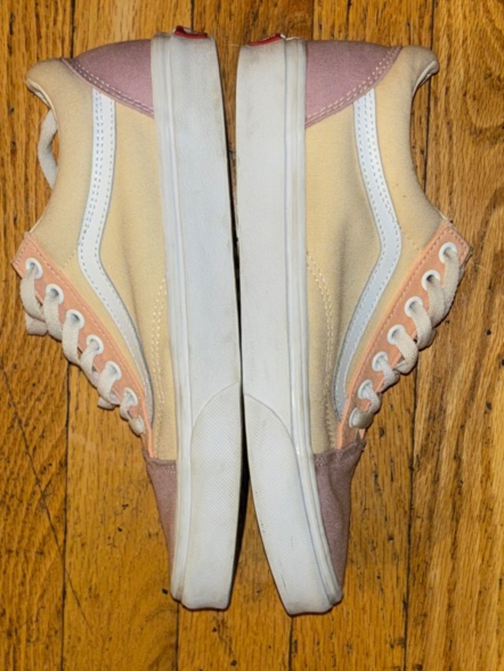 Vans Old Skool Pastel Colorblock Suede Low Top Sneakers - Pink & Beige - W8/M6.5